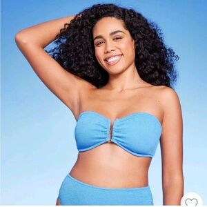 NWT SHADE & SHORE Bandeau Crinkle Bikini Size L